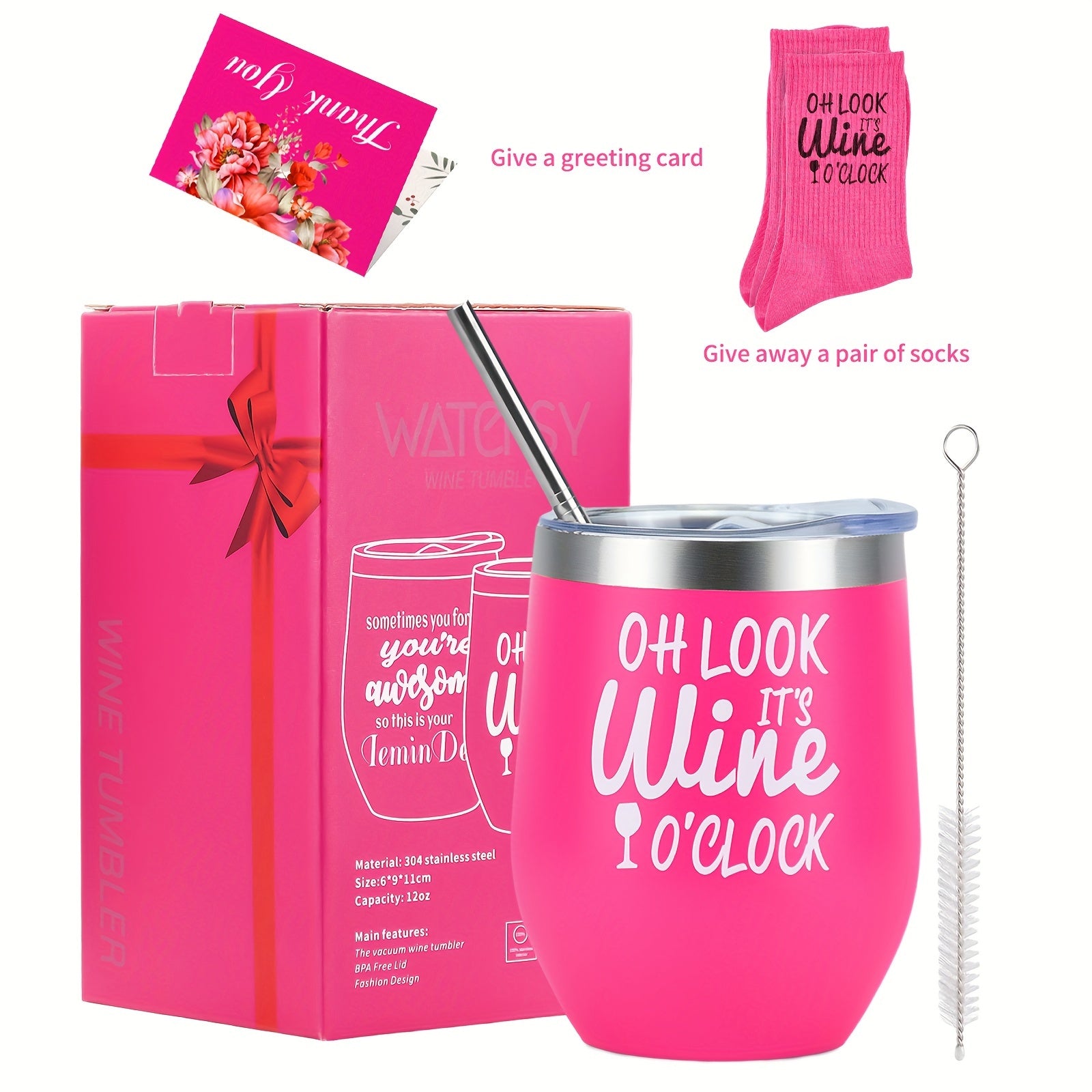 12oz Stainless Steel Travel Mug with Lid Straw and Brush Leakproof Insulated Hot Cold Drink Container Gift Box