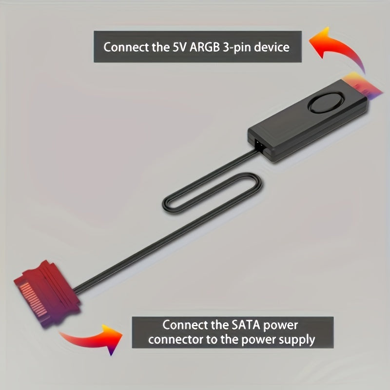 Black ARGB Remote Control for Fan LED Lights Multicolor Mode USB Powered