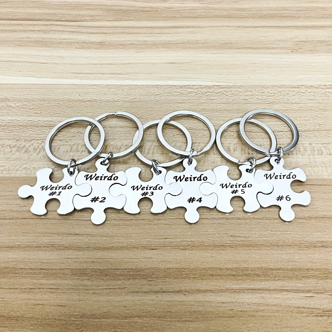 Set of 5-10 Engraved Stainless Steel Best Friends Puzzle Keychains for Graduation Christmas