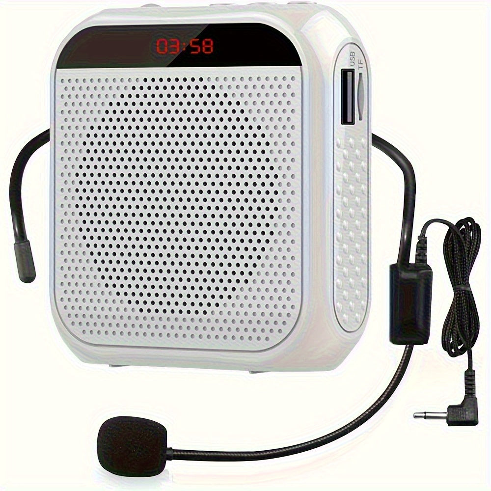 High-Definition Portable Wired Voice Amplifier with USB Rechargeable Headset Microphone for Teachers Meetings Tours Black