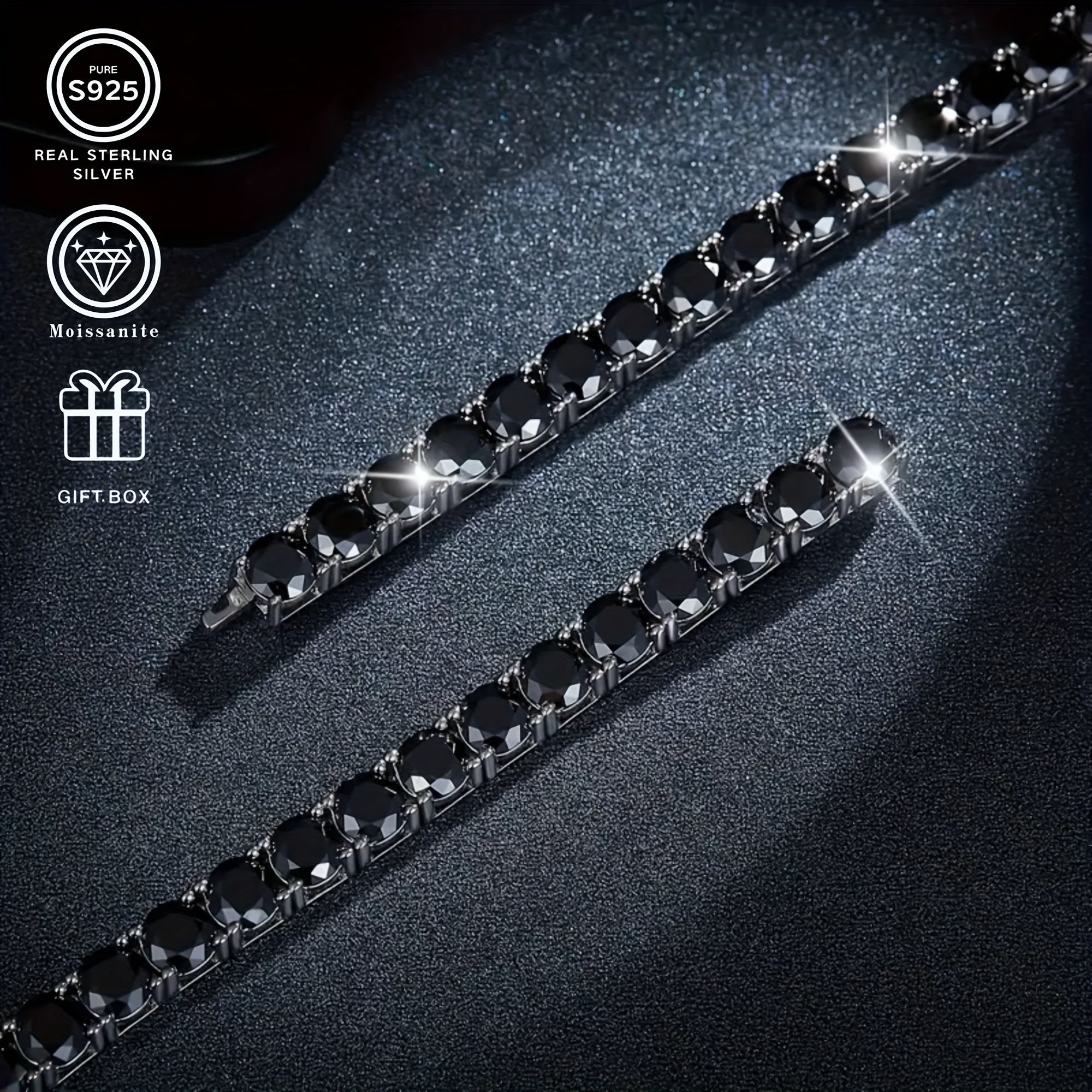 Sterling Silver Moissanite Bracelet 0.1 Carat Delicate Jewelry for Women