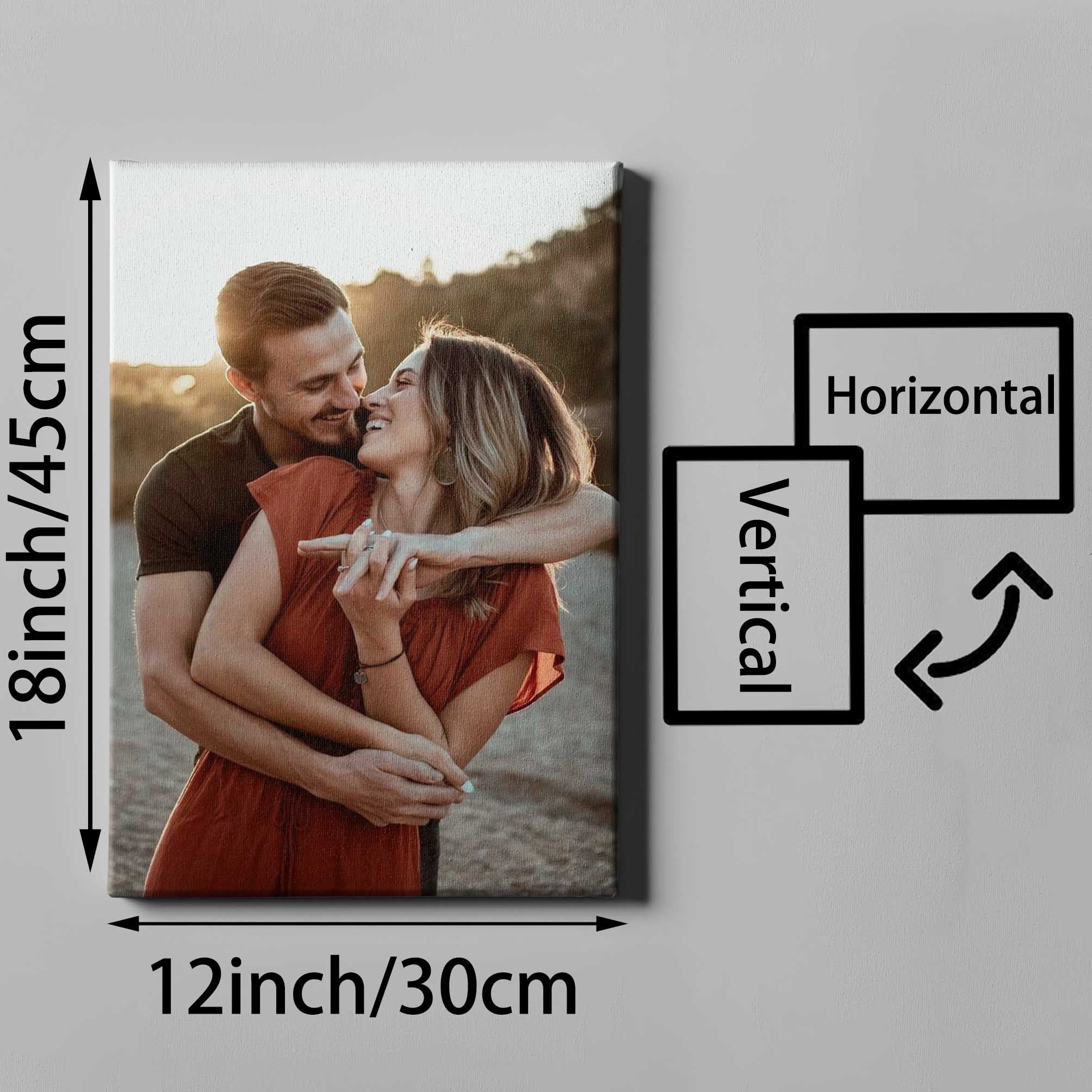 Personalized Couple Photo Canvas Wall Art, Framed, Custom Keepsake Gift