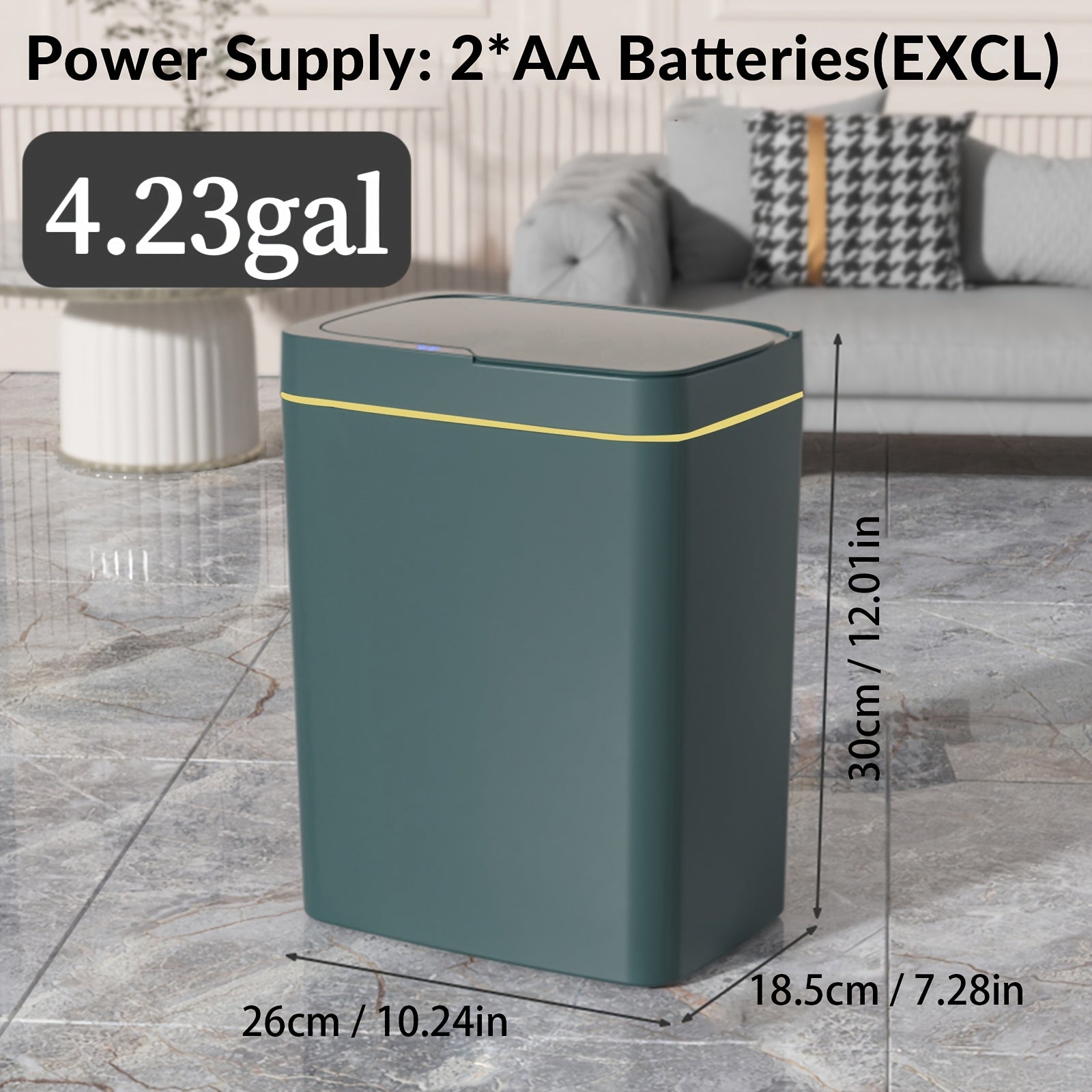 Infraqizil sensing aqlli axlat qutisi uy ofisi maktab uchun yashil oq