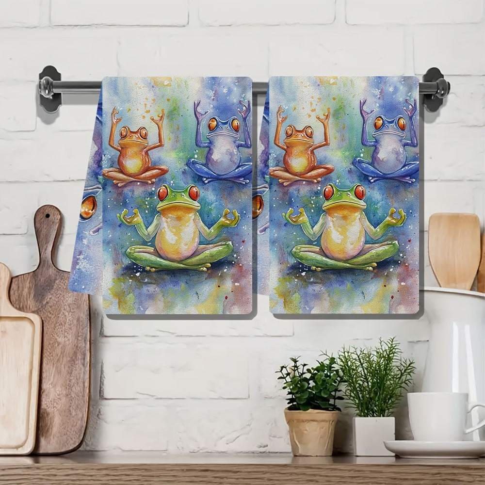 O'yin-kulgili Yoga qurbaqalar oshxona sochiqlari, juda yumshoq, yaxshi o'ziga xoslik, 40x60 sm