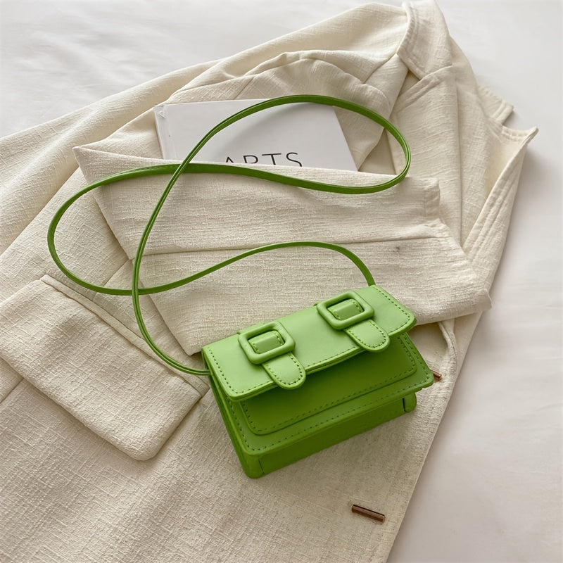 Women's Mini Crossbody Bag in White and Black with Buckle Closure and Polyester Lining