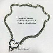 Titanium Steel Punk Rock Hollow Flame Heart Pendant Necklace Minimalist Jewelry