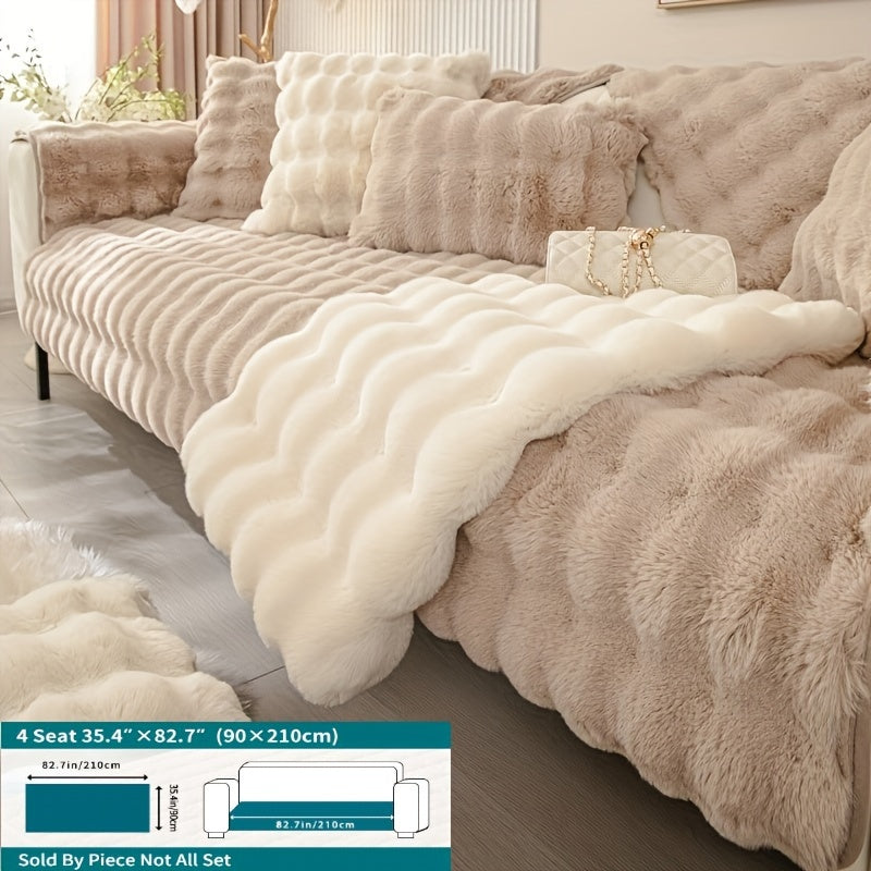 Winter Plush Sofa Cover Anti-Slip Dustproof Slipcover for Couch Living Room Bedroom
