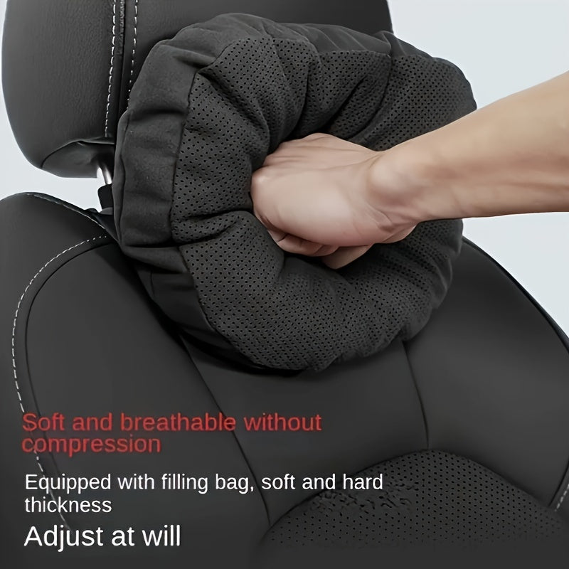 Universal Suede Headrest and Lumbar Support Combo Breathable Ergonomic Pillow Set