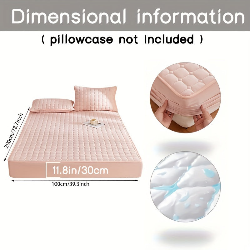 Solid Color Quilted Fitted Sheet Waterproof Thickened Breathable Fabric Fits Mattresses 5-27cm