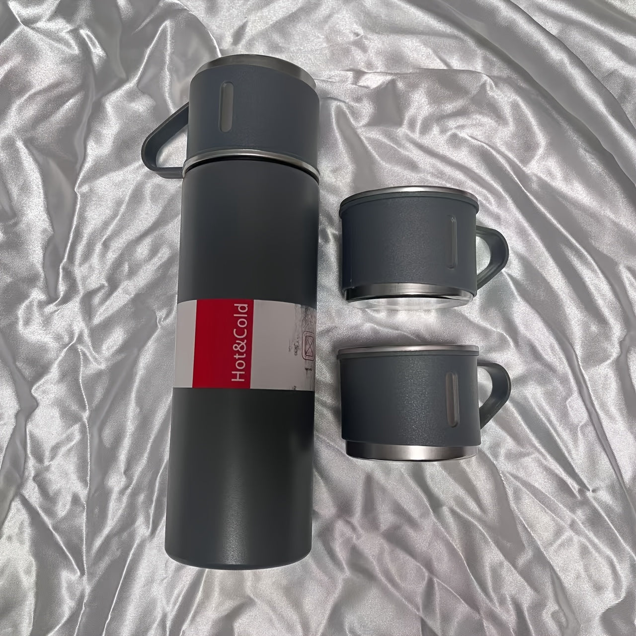 440ml Stainless Steel Vacuum Bottle with 2 Lids for Hot Cold Beverages