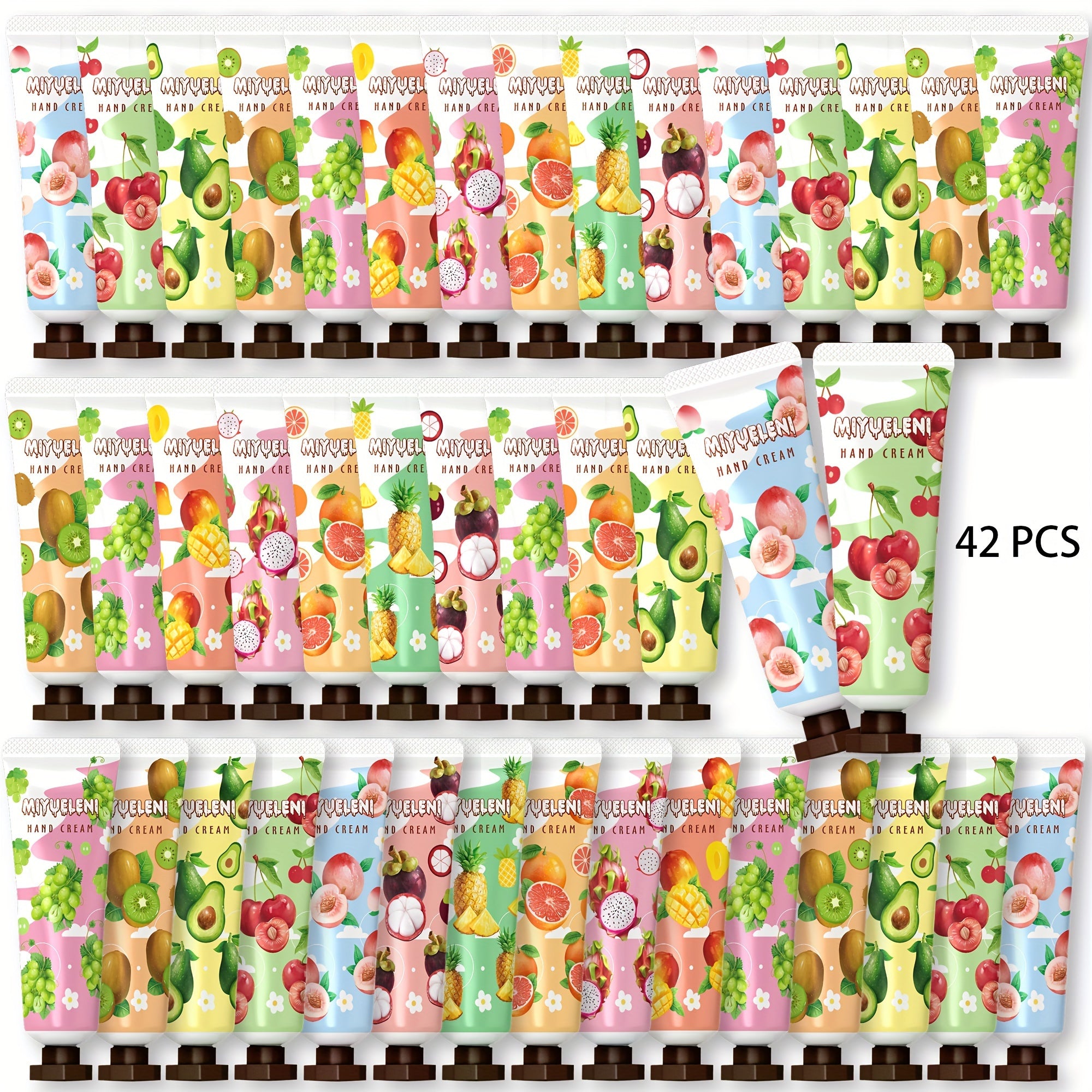 42pcs Plant Fruits Hand Cream Gift Set for Dry Cracked Skin Moisturizing Nourishing Travel Size