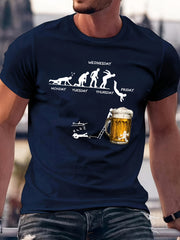 Men's Cotton Crew Neck T-Shirt with Day of the Week Graphics Plus Size