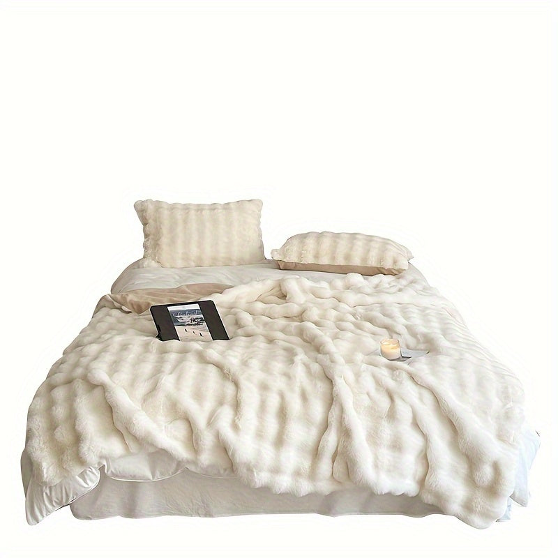 Faux Fur Throw Blanket Snowy White Soft and Comfortable for Home Decor
