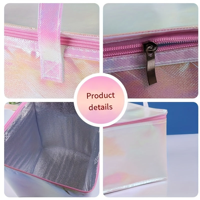 Reusable Insulated Food Delivery Tote Square Metal Foil Food Carrier for Outdoor Dining and Takeout