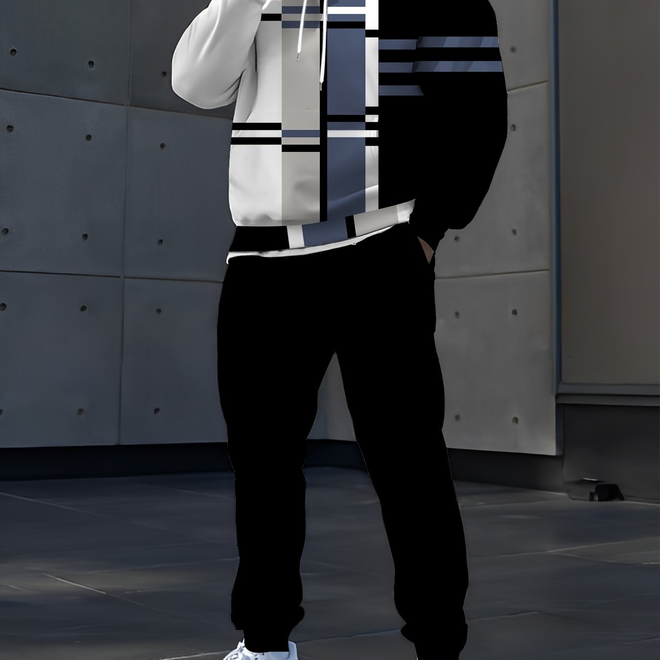 Men's Digital Print Hoodie and Sweatpants Set Casual Breathable Polyester for Fall Spring Outdoor Activities