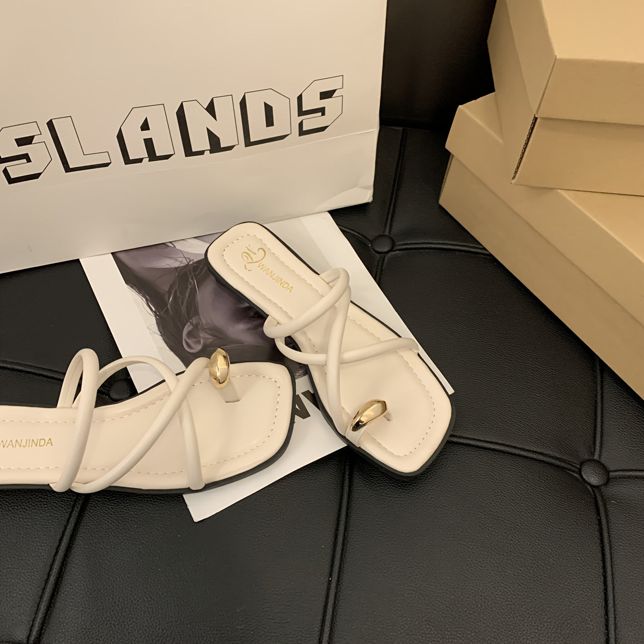 Women's Slide Sandals Open-Toe Cushioned Non-Slip Summer Casual Black White