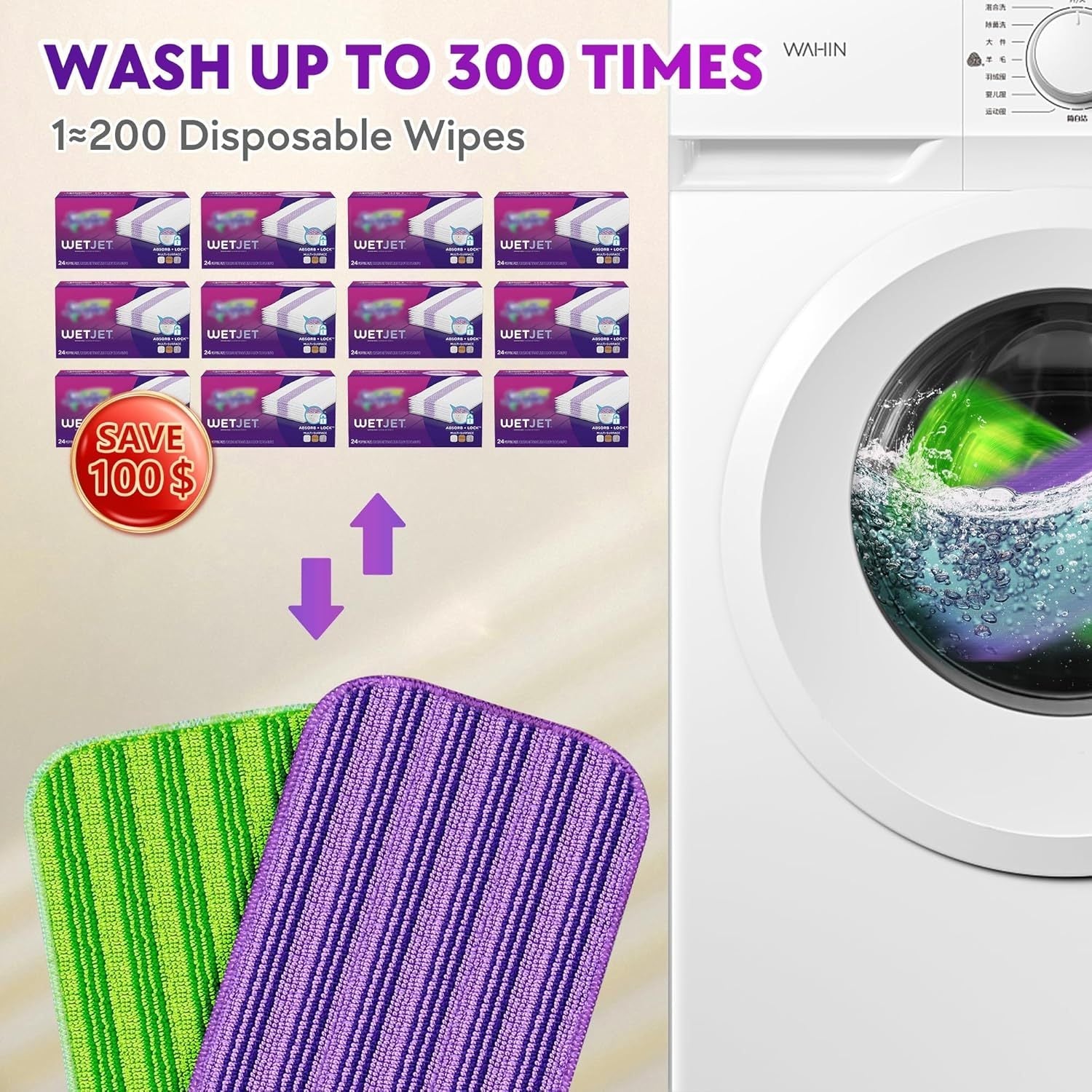 12 ta to'plamda qayta ishlatiladigan mopa yostiqlari, Swiffer Wet Jet uchun mo'ljallangan, uyda quruq va nam tozalash uchun yuviladigan mikrofiber mop boshliqlari