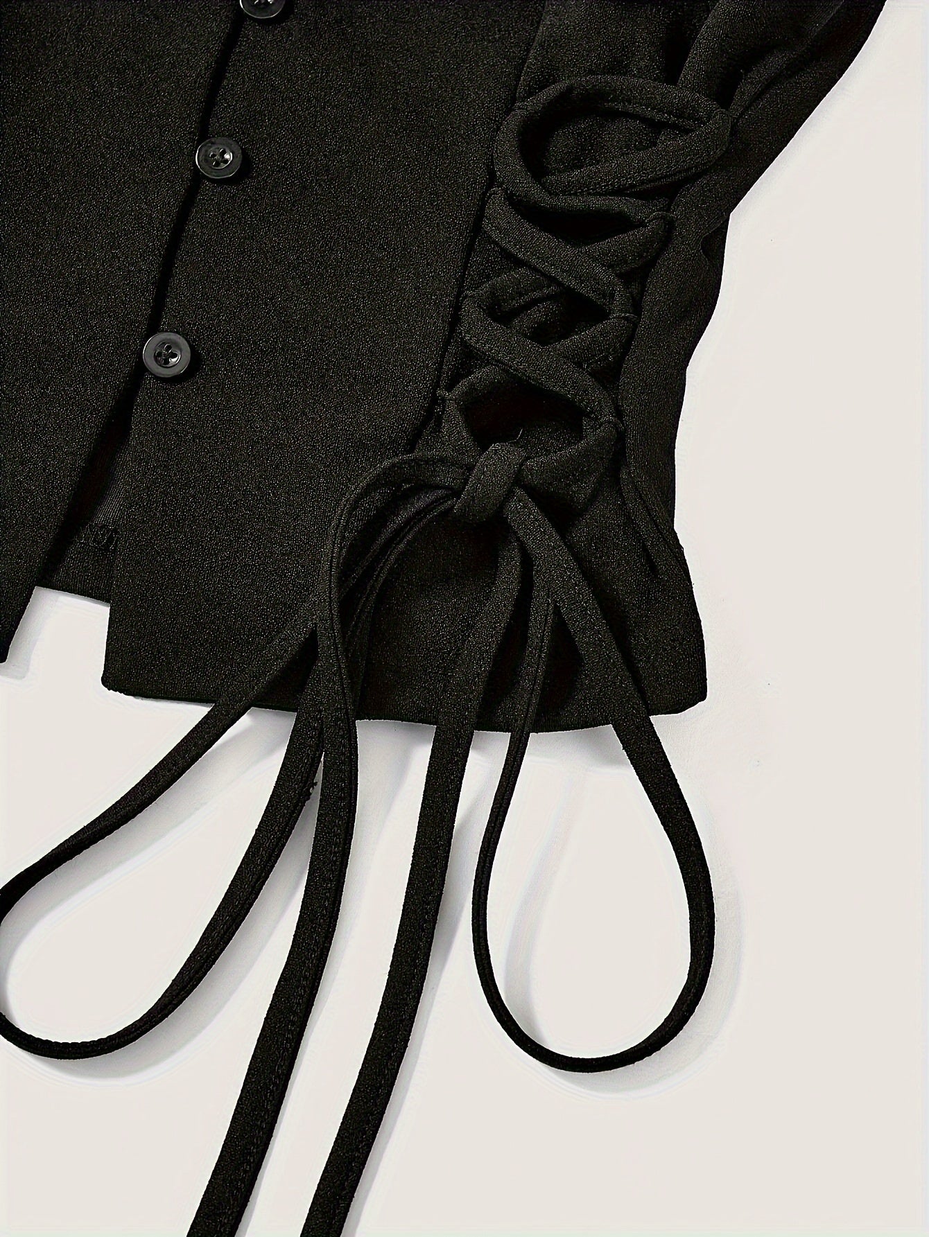 Women's Polyester V-Neck Sleeveless Vest with Button Front and Side Tie for Spring Summer Fall