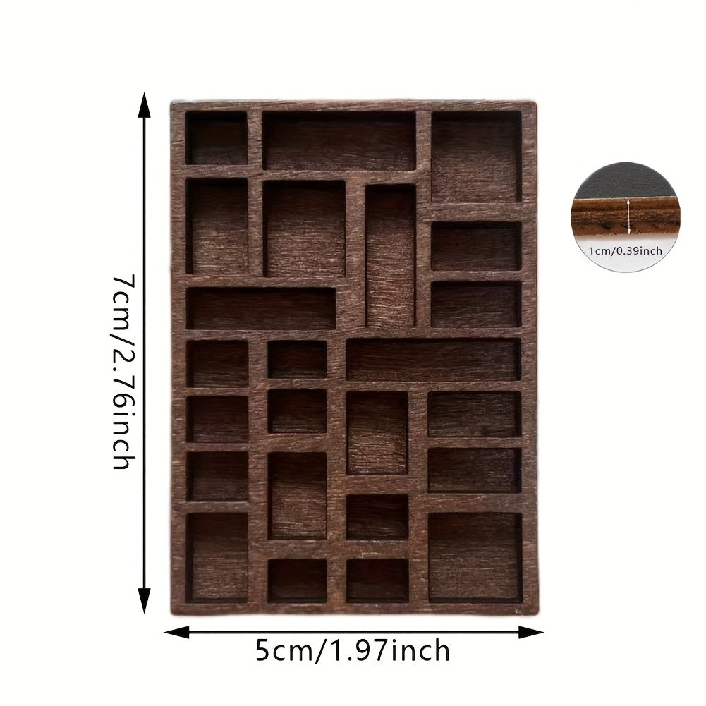 Vintage Wooden Jewelry Display Stand with Compartments for Mini Stones and Art Ornaments