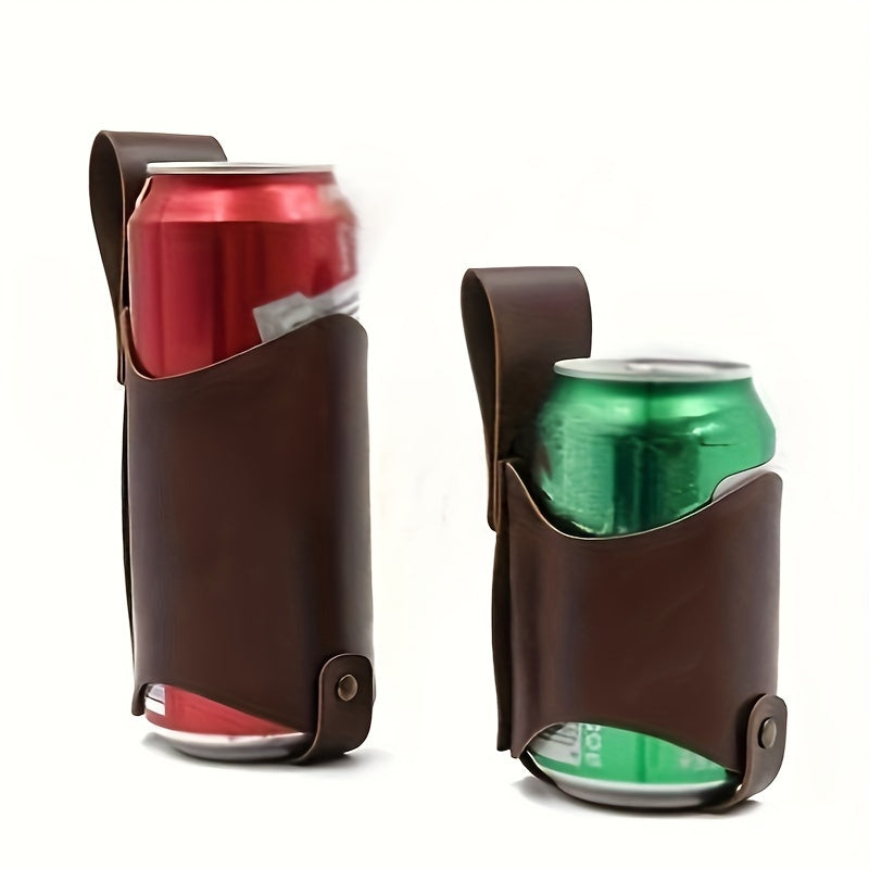 Faux Leather Beer Can Holder Waist Belt for 330ml and 500ml Cans Men Outdoor Events
