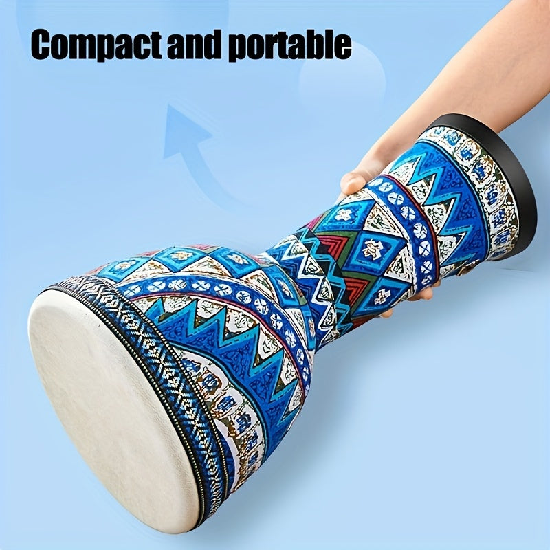 8-Inch African Djembe Drum for Beginners with Goatskin Head in Red Yellow Blue