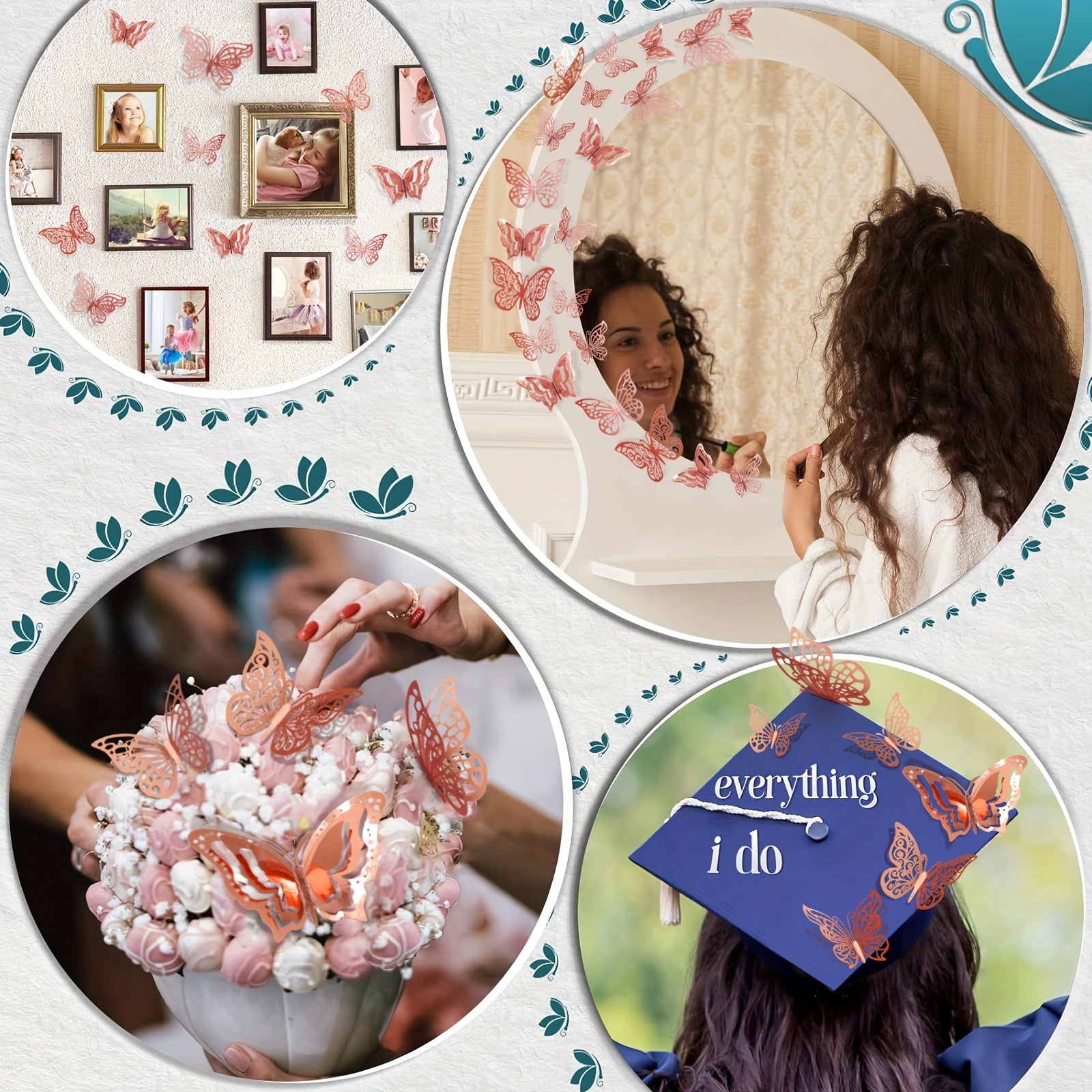 48 3D Butterfly Wall Stickers for Home Decor and Party Decorations