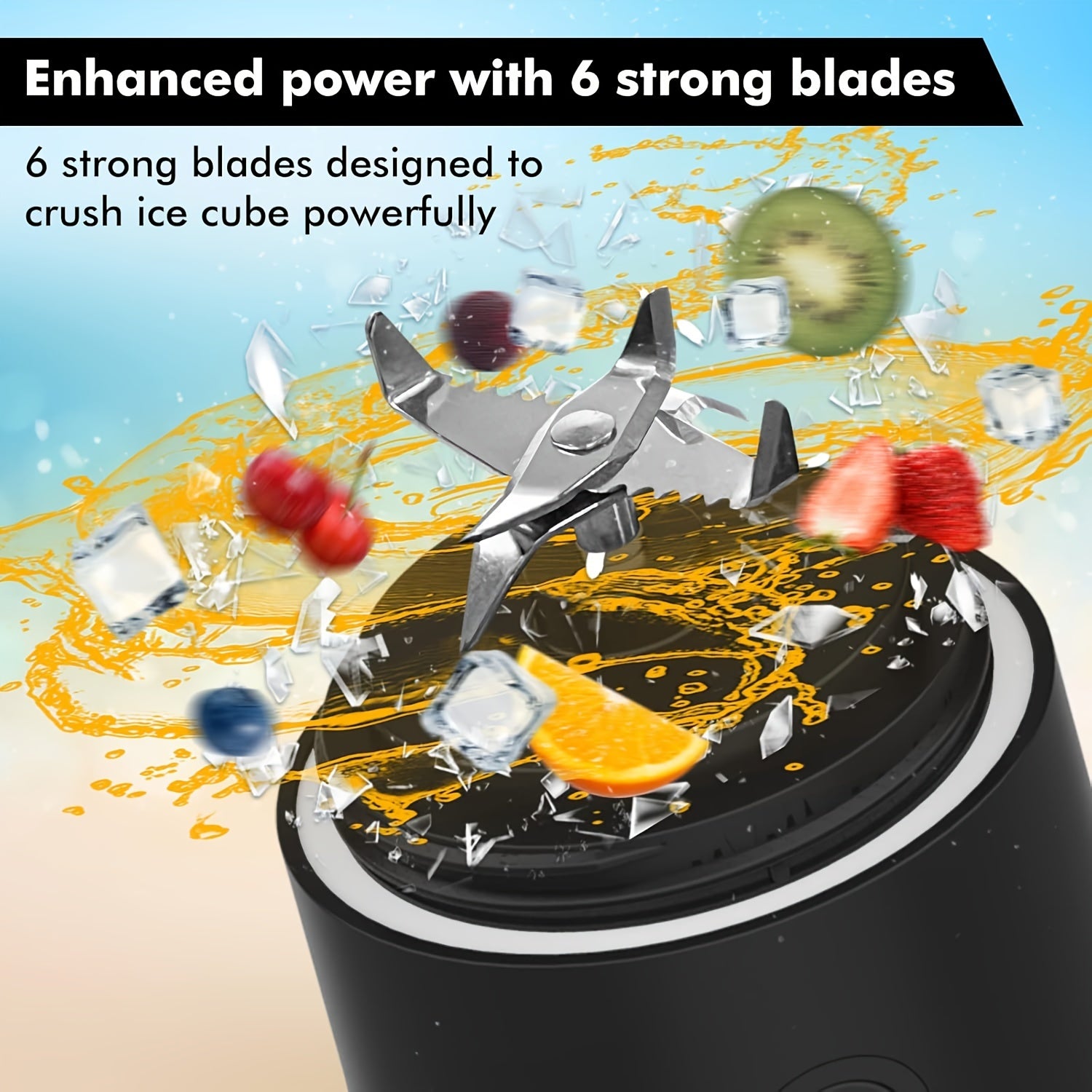 20oz Portable Blender with 6-Blade System USB Rechargeable for Shakes and Smoothies