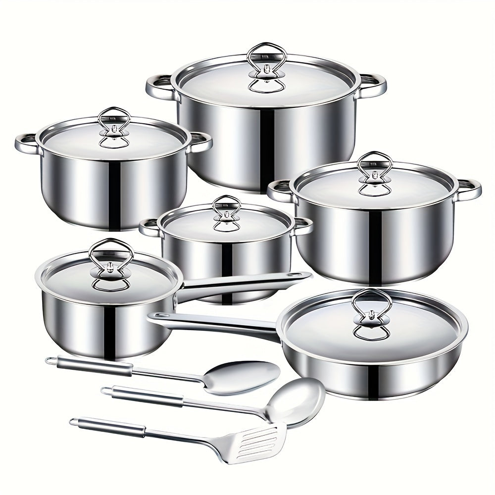 Set of 15 Non-Stick Cooking Pots with Handles and Lids