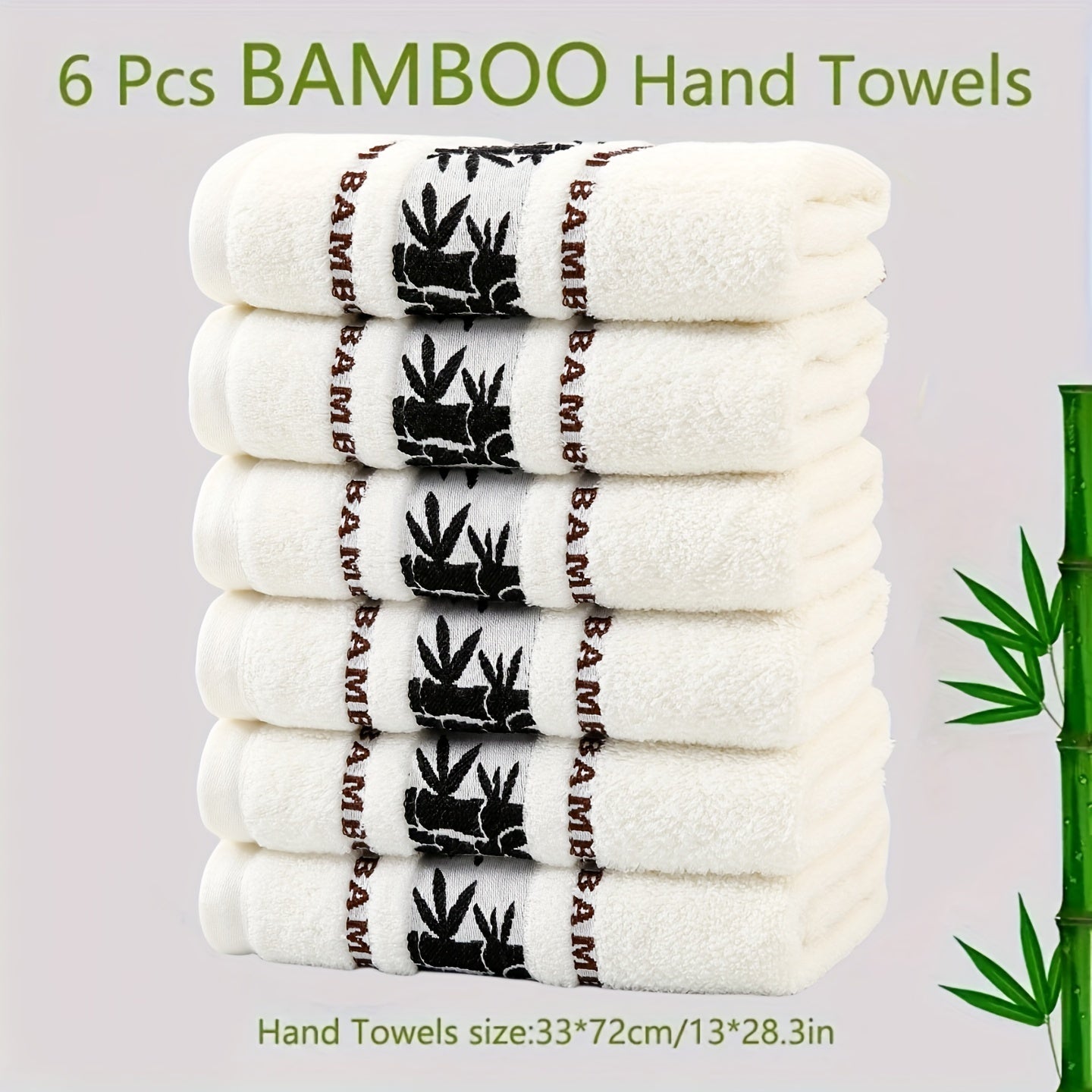6-Piece Bamboo Fiber Towel Set Soft Quick-Dry Absorbent for Home Gym Bathroom