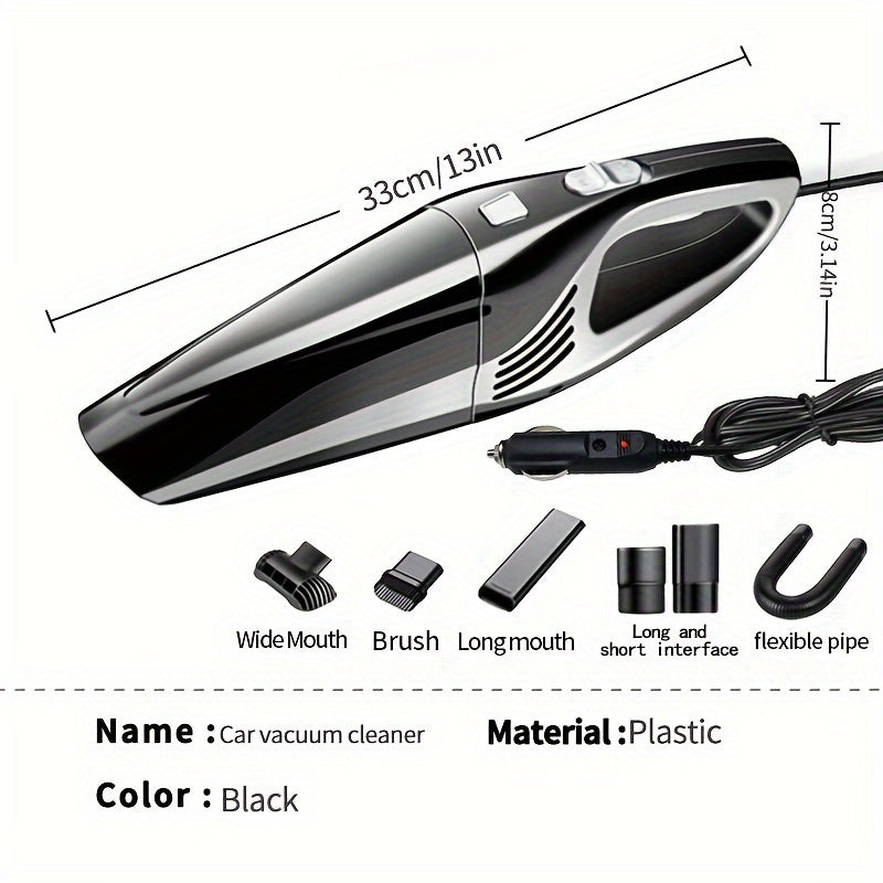 Handheld Car Vacuum Cleaner with Strong Suction Quiet Operation Crevice Tool Dust Brush 3-5m Cord