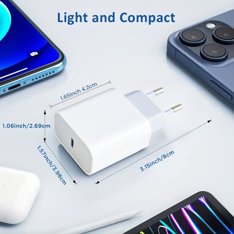 10W USB-C зарядка EU розетка тез зарядлаш сайёҳлик қуёш адаптери iPhone, Galaxy ва USB-C қурилмалари учун