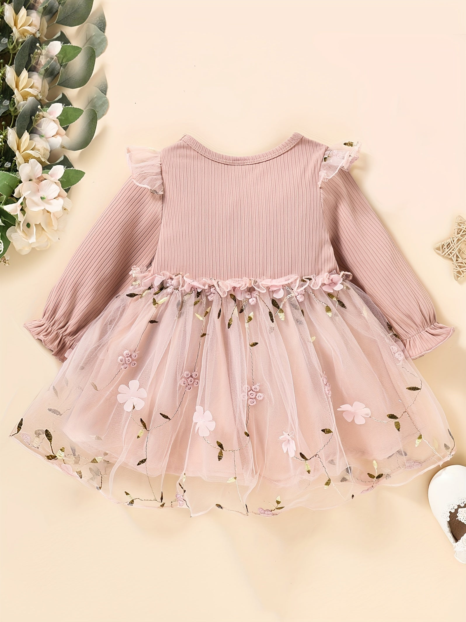 Baby Girl Dress Long Sleeve Flower Embroidery Casual Summer Toddler Clothing