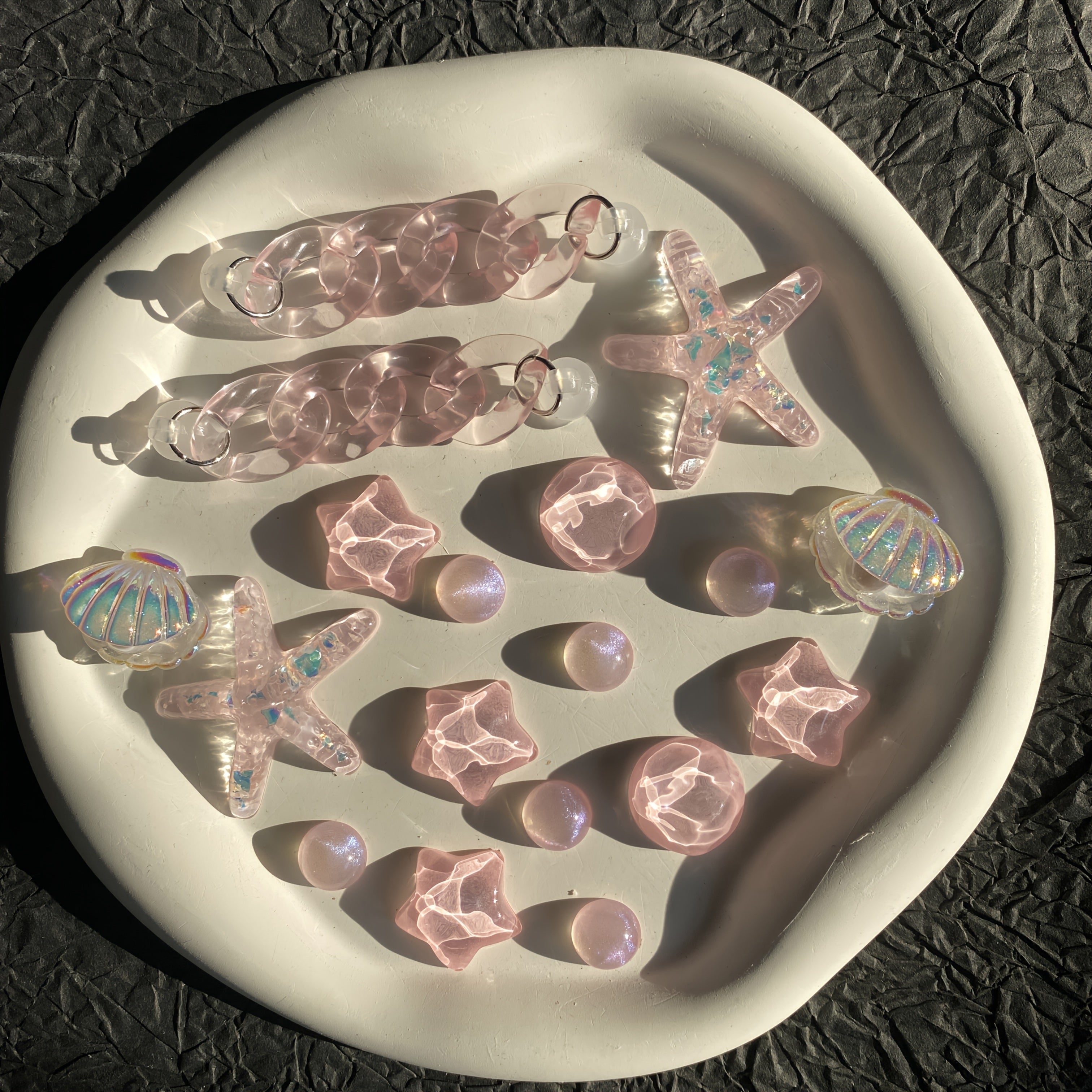 18pcs Pink Beach Shoe Charms with Removable Parts for Hole Platform Sandals