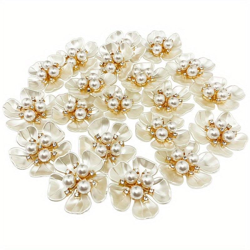 20 dona marjon rhinestone gul tugmasi bezaklari zargarlik buyumlari kiyim-kechak poyabzal uchun