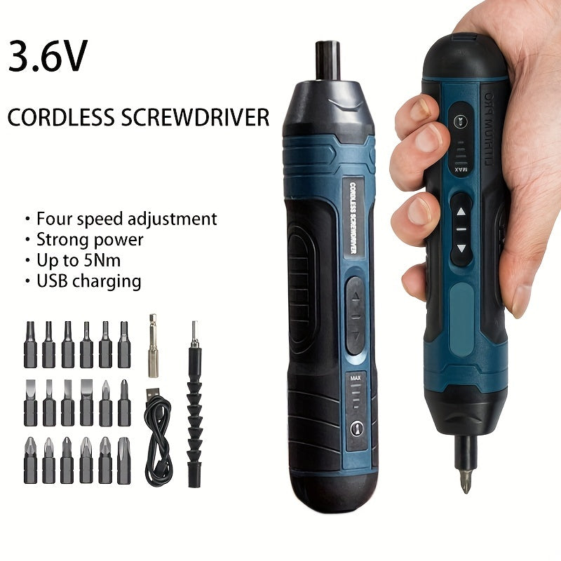 Cordless Lithium Screwdriver 3.6V with 4 Torque Settings Rechargeable Battery