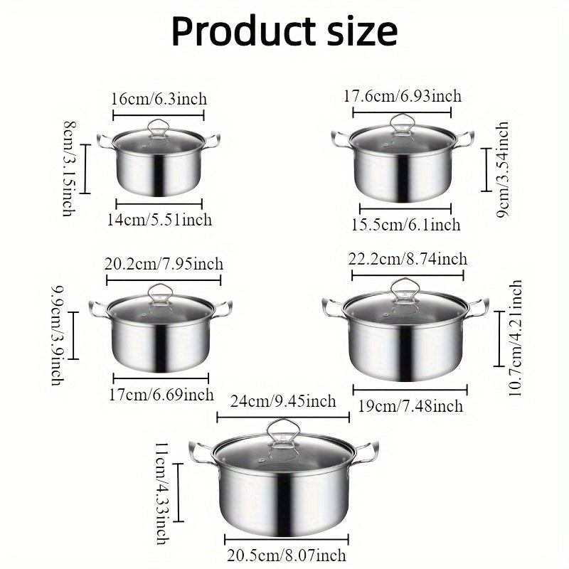 Noxud qozon to'plami - 12 dona - Qalin dizayn - Ikkita tutqich - Yorqin qoplama - Uy va tijorat foydalanishi uchun ideal