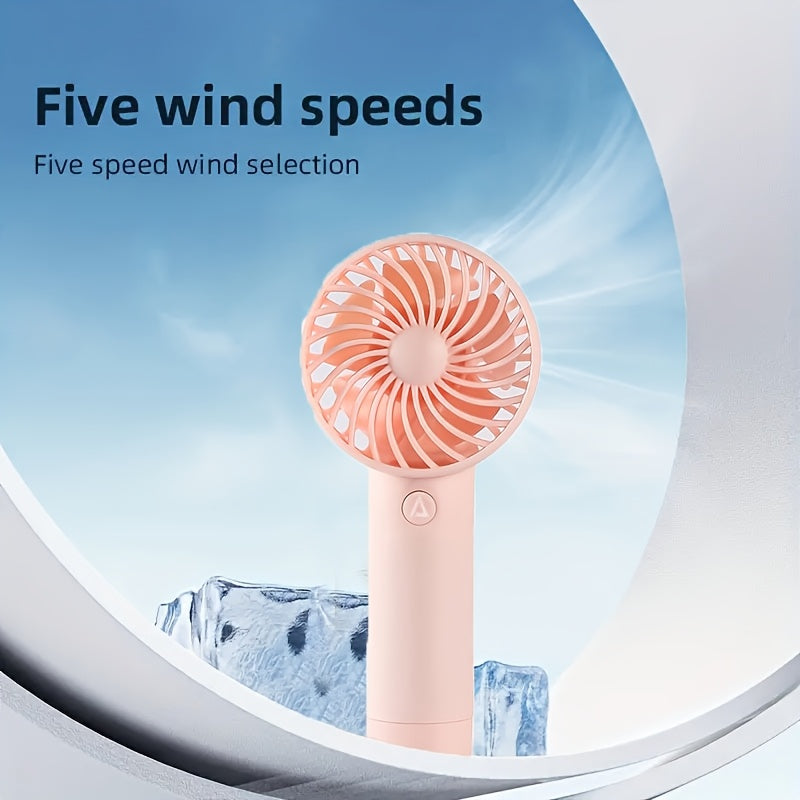 Portable Handheld Fan with 3 Speeds and Rechargeable 400mAh Battery for Indoor Outdoor Use
