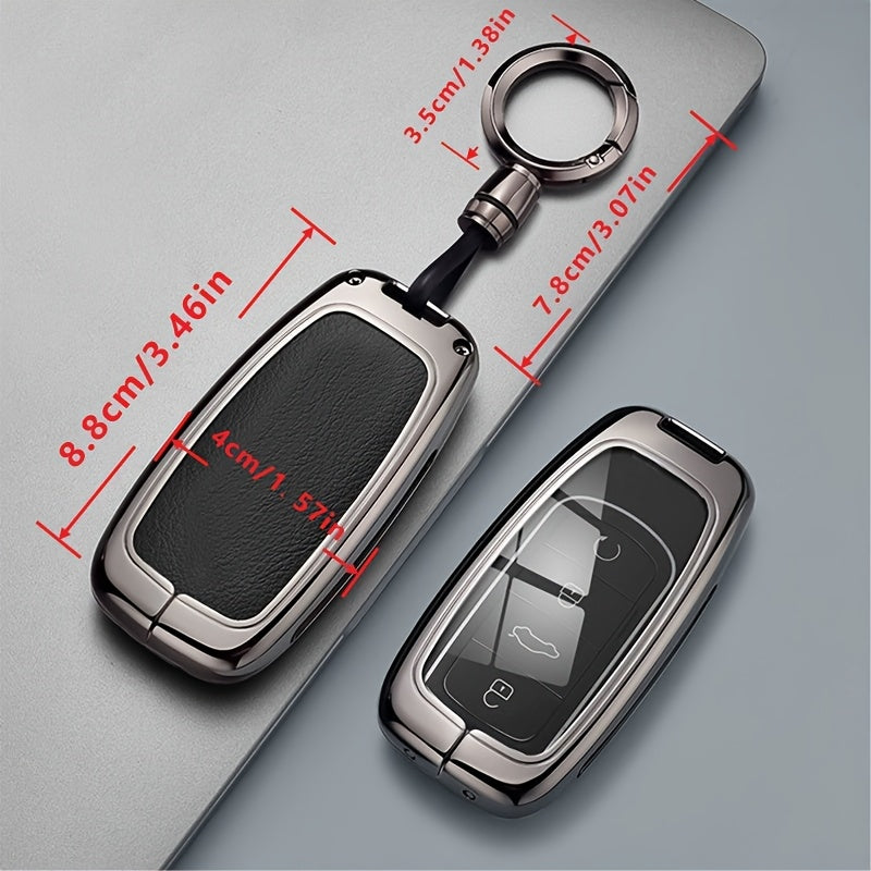 Luxury Zinc Alloy Car Key Fob Cover with Strap and Keychain for SUV
