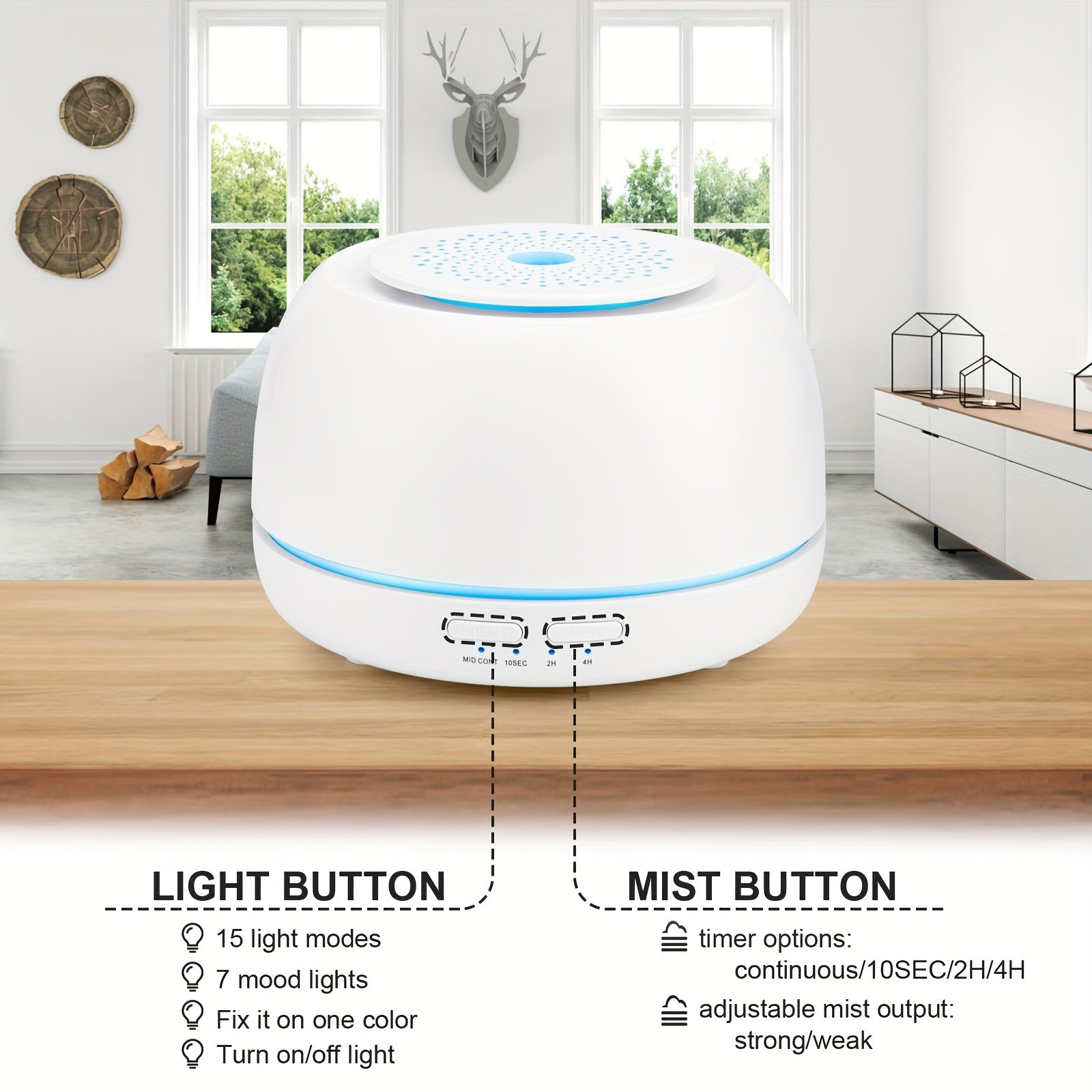 Essential Oil Diffuser 300ML Humidifier with 7 Color LED Lights for Home Office Bedroom