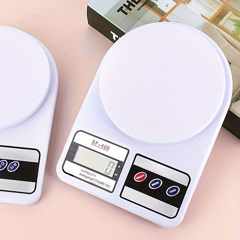 White Digital Kitchen Scale for Baking and Cooking with LCD Display Tare Function