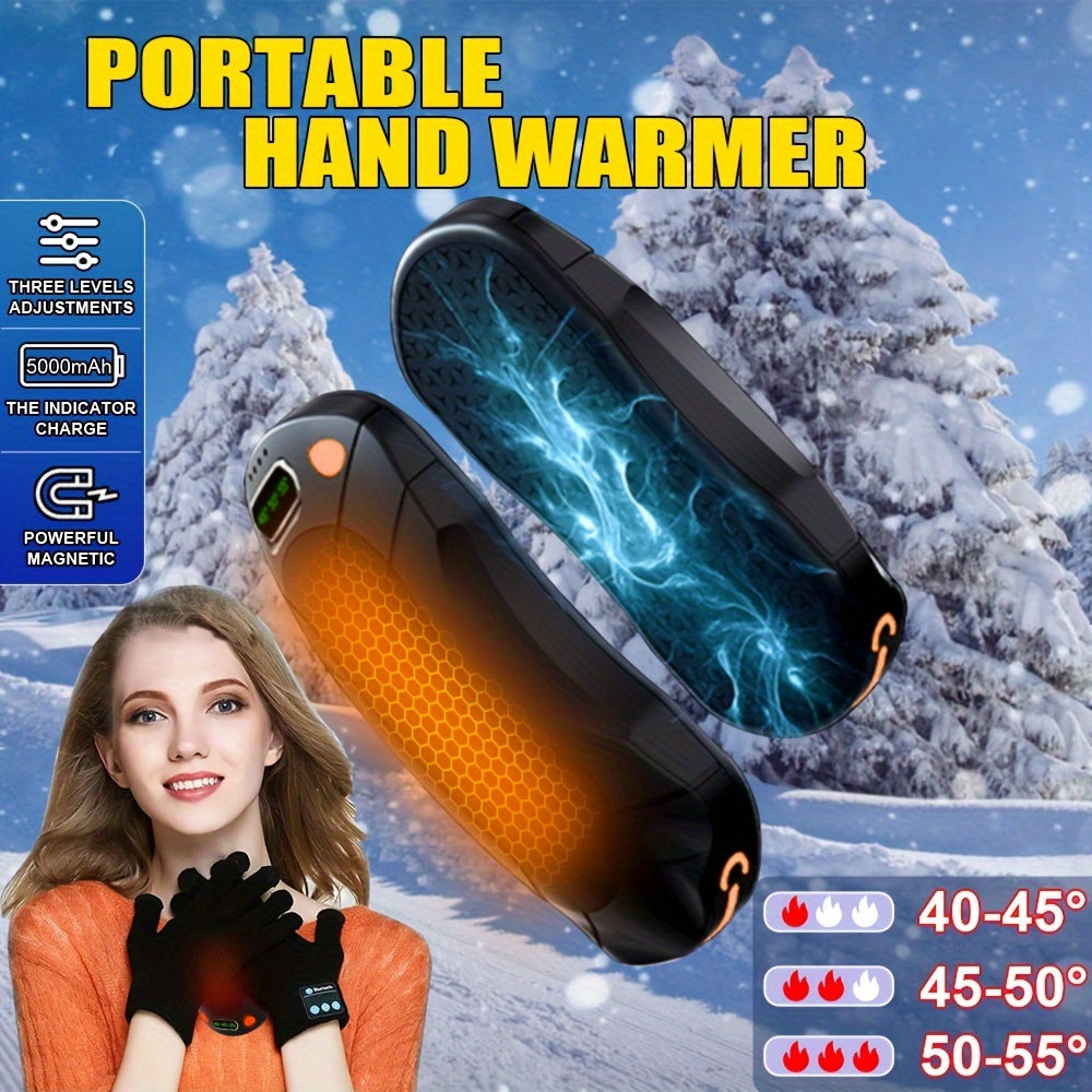 Portable Electric Heater with 3 Heat Levels and Rechargeable Magnetic Hand Warmer for Camping and Skiing