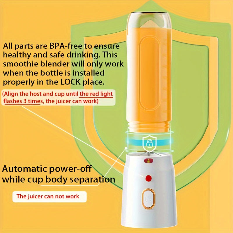 Portable Electric Juicer Cup with Dual Cups Rechargeable USB Battery for Travel and Home Use