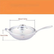 30cm Stainless Steel Tri-Ply Wok with Lid for Gas and Induction Cooking