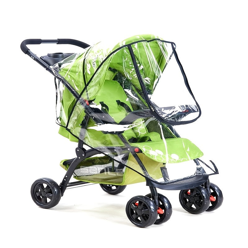 Baby Stroller Cover Breathable Windproof Rainproof with Zipper Door and Ventilation