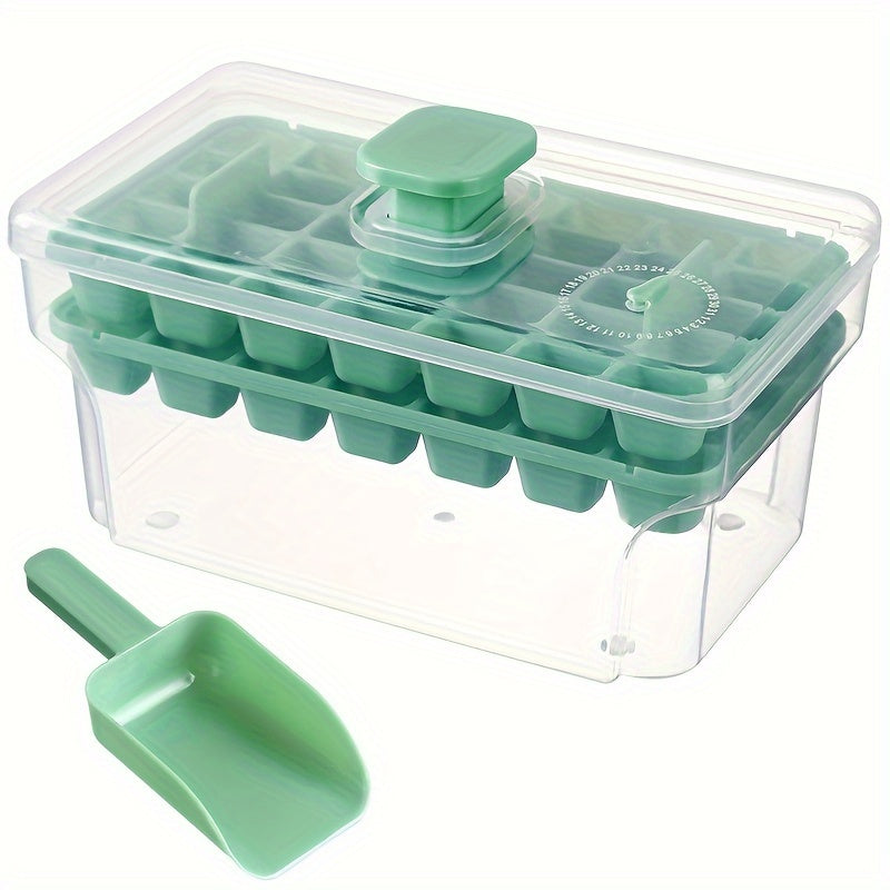 Ice Cube Tray Set with Storage Box and Scoop, 68-Cavity, BPA-Free Plastic