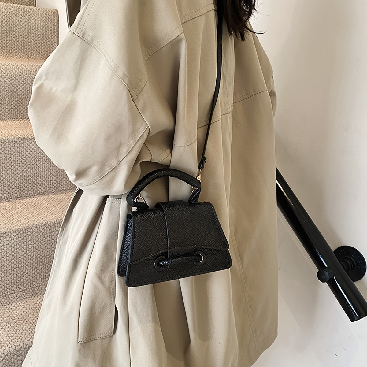 Girls Mini Crossbody Bag PU Lightweight Adjustable Strap Top Handle for Daily Outings