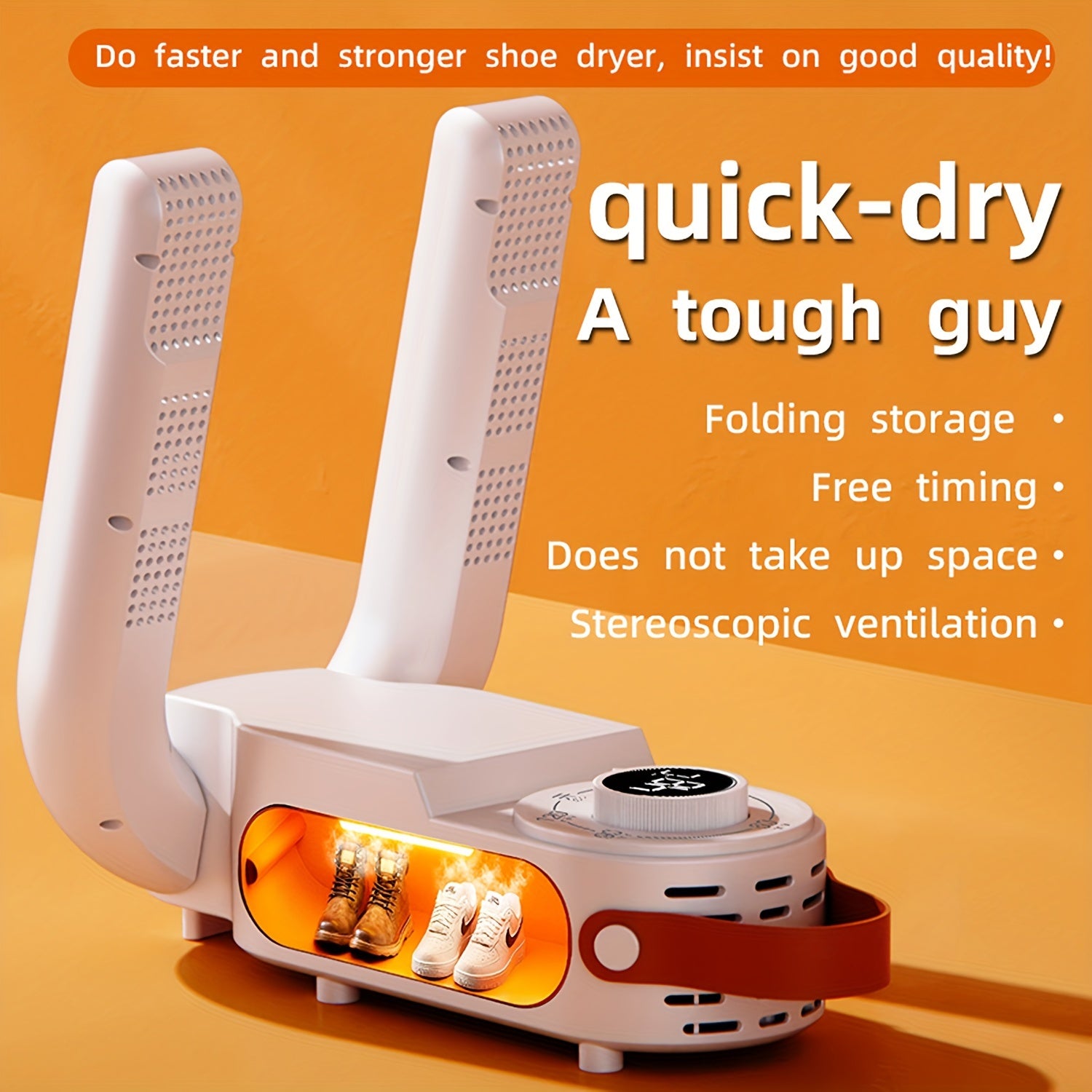 Portable Shoe Dryer with UV Deodorization Fast Heating Folding Design for Home Dorm White Red