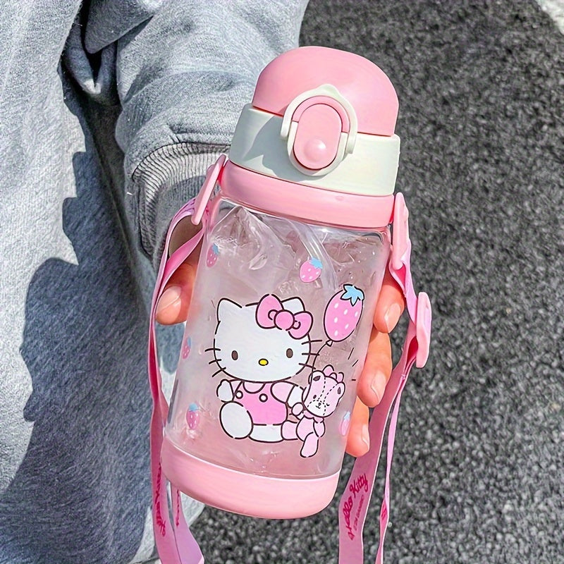 Girls Plastic Water Bottle 520ml Double-Lid Leak-Proof Heat-Resistant Purple