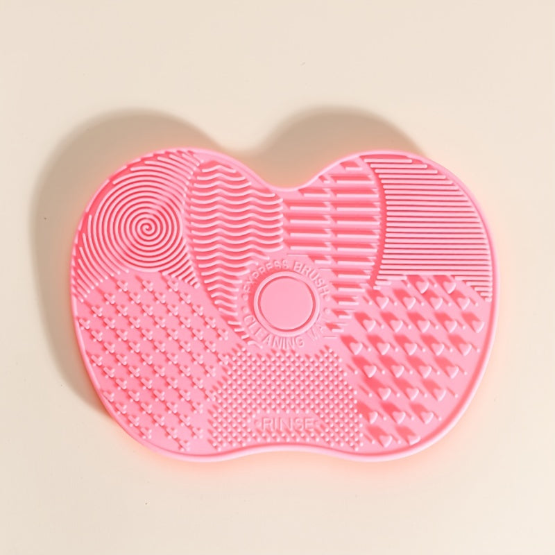 Unisex Silicone Makeup Brush Cleaning Mat Apple-Shaped Wash Pad Portable