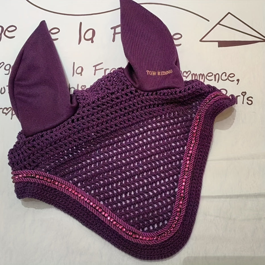 3D Sparkly Knitted Horse Ear Covers Spandex with Glitter Design